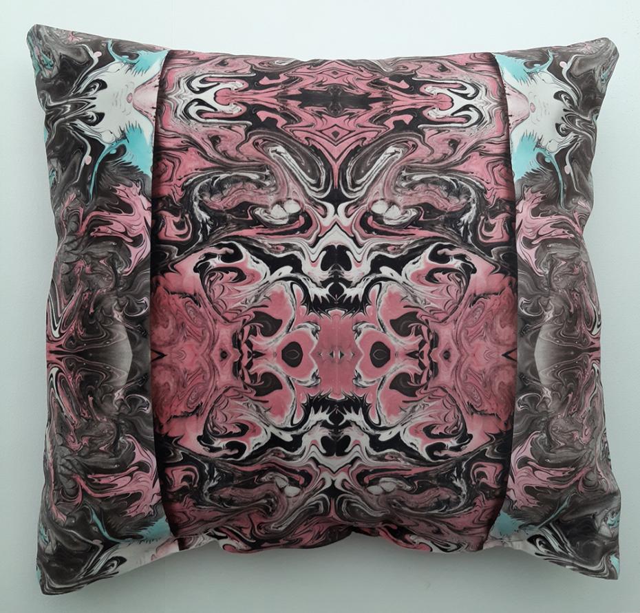 Paola De Giovanni-Marbling Arabesque-square cushion, 18x18 and 22x22 inches